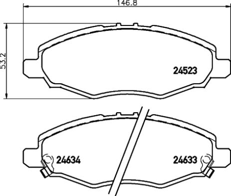 Комплект тормозных колодок CHRYSLER (BBDC), TOYOTA INNOVA, TOYOTA HILUX, NISSHINBO (NP1057)