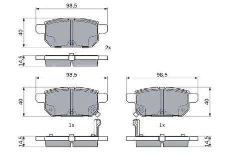 Комплект гальмівних колодок SUZUKI VITARA, SUZUKI SX4, SUZUKI BALENO, BOSCH (0986494748)
