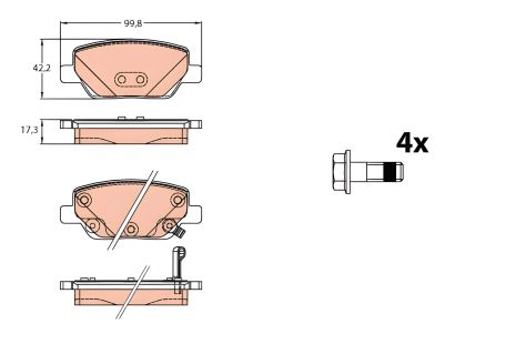Тормозные колодки комплект для FIAT TIPO, TRW (GDB2156)