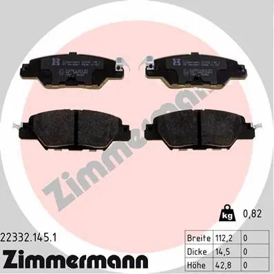 Комплект тормозных колодок MAZDA CX-5, ZIMMERMANN (223321451)