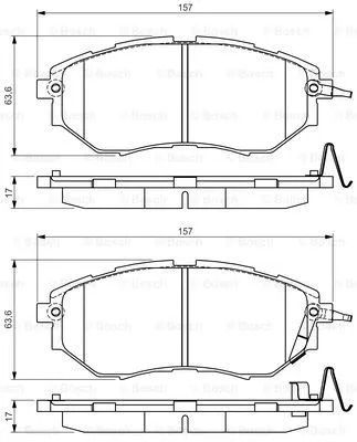 Комплект тормозных колодок SUBARU OUTBACK, SUBARU LEGACY, SUBARU FORESTER, BOSCH (0986495156)