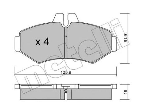 Комплект гальмівних колодок VW LT, MB G-CLASS, MB SPRINTER, METELLI (2205720)