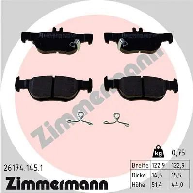 Комплект гальмівних колодок MAZDA 3, MAZDA CX-30, MAZDA MX-30, ZIMMERMANN (261741451)