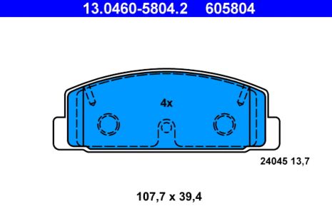 Комплект тормозных колодок MAZDA 626, MAZDA PREMACY, MAZDA 323, ATE (13046058042)