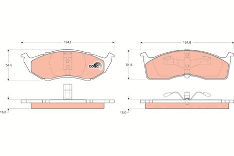 Комплект тормозных колодок PLYMOUTH NEON, DODGE CARAVAN, CHRYSLER VOYAGER, TRW (GDB1236)