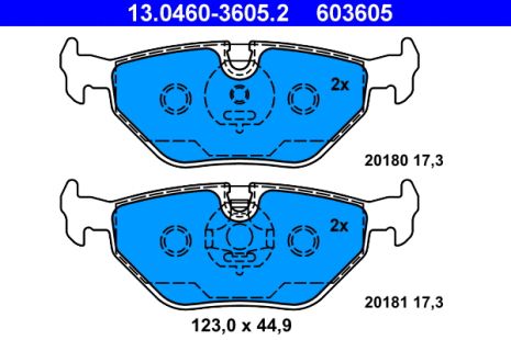 Комплект тормозных колодок ROVER 75, SAAB 9-5, BMW Z4, ATE (13046036052)