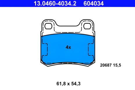Комплект гальмівних колодок для MB E-CLASS, C-CLASS, 190, ATE (13046040342) Комплект гальмівних колодок для MB E-CLASS, C-CLASS, 190, ATE (13046040342)