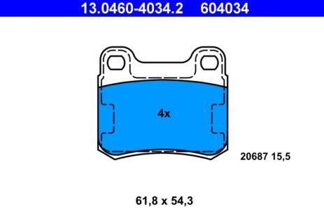 Комплект гальмівних колодок MB E-CLASS, MB C-CLASS, MB 190, ATE (13046040342)