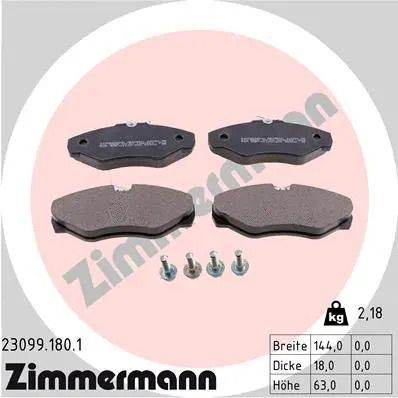 Комплект тормозных колодок NISSAN PRIMASTAR, OPEL VIVARO, RENAULT TRAFIC, ZIMMERMANN (230991801)