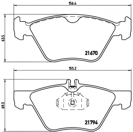 Комплект гальмівних колодок CHRYSLER CROSSFIRE, MB CLK, MB E-CLASS, BREMBO (P50026)