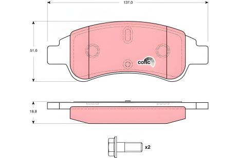 Комплект тормозных колодок для CITROËN C4, CITROËN C2, CITROËN C3, TRW (GDB1623)