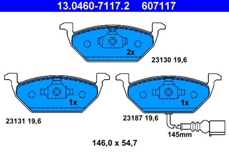 Комплект гальмівних колодок SEAT ALTEA, VW GOLF, SKODA YETI, ATE (13046071172) Комплект гальмівних колодок SEAT ALTEA, VW GOLF, SKODA YETI, ATE (13046071172)