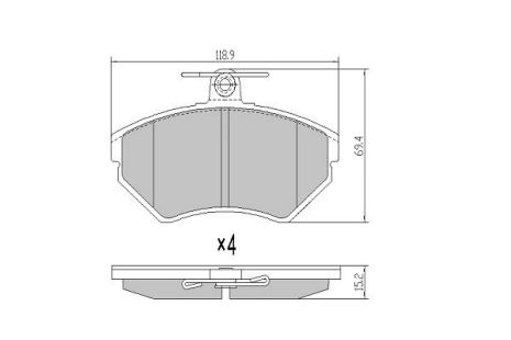 Комплект гальмівних колодок SKODA FABIA, VW CADDY, SEAT CORDOBA, FREMAX (FBP1051)