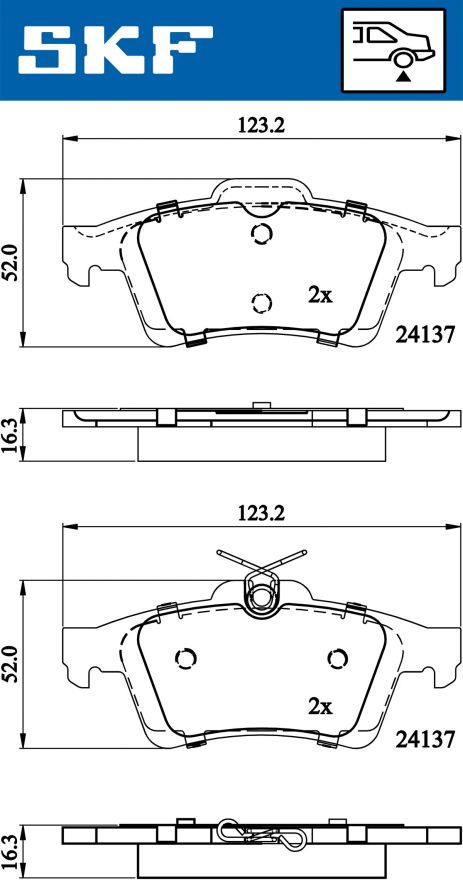 Комплект тормозных колодок FORD FOCUS, VOLVO V40, MAZDA 5, SKF (VKBP90148)