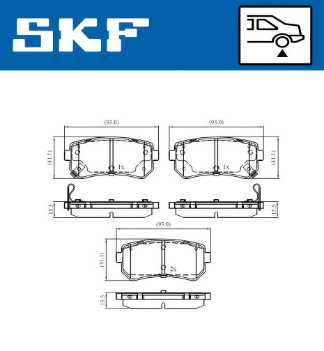 Комплект тормозных колодок KIA CERATO, HYUNDAI KONA, HYUNDAI i30, SKF (VKBP90139A)