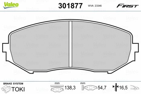 Комплект гальмівних колодок SUZUKI GRAND VITARA, VALEO (301877) Комплект гальмівних колодок SUZUKI GRAND VITARA, VALEO (301877)
