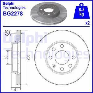 Диск тормозной BEDFORD ASTRAMAX, CHEVROLET LANOS, DAEWOO NEXIA, DELPHI (BG2278)