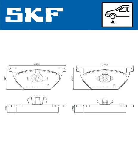 Комплект тормозных колодок SEAT IBIZA, SKODA SCALA, AUDI A1, SKF (VKBP80008)