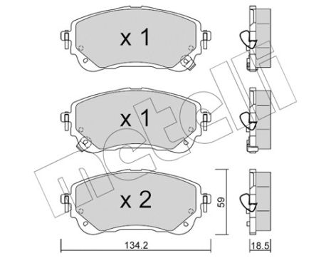 Комплект гальмівних колодок SUZUKI SWACE, TOYOTA COROLLA, TOYOTA YARIS, METELLI (2212340)