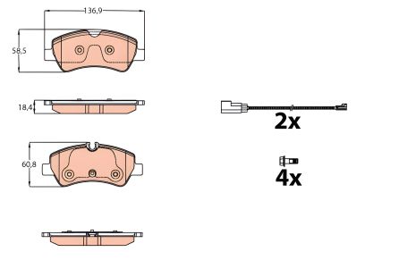 Комплект колодок гальмівних FORD TRANSIT, TOURNEO FORD, TRW (GDB2161)
