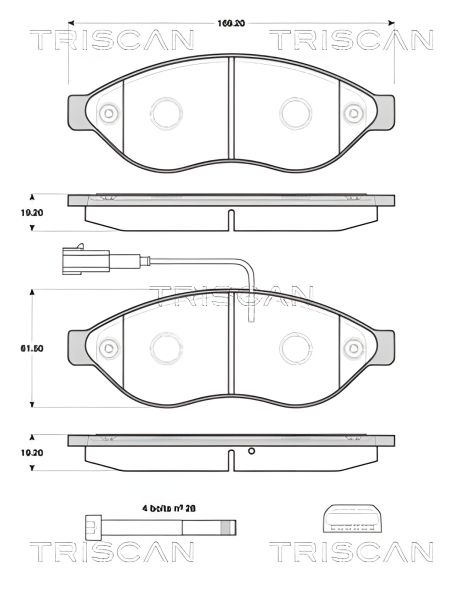Гальмівних колодок комплект FIAT DUCATO, PEUGEOT BOXER, CITROËN JUMPER, TRISCAN (811010562) Гальмівних колодок комплект FIAT DUCATO, PEUGEOT BOXER, CITROËN JUMPER, TRISCAN (811010562)