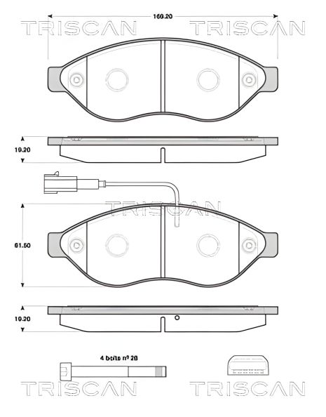 Гальмівних колодок комплект FIAT DUCATO, PEUGEOT BOXER, CITROËN JUMPER, TRISCAN (811010562) Гальмівних колодок комплект FIAT DUCATO, PEUGEOT BOXER, CITROËN JUMPER, TRISCAN (811010562)