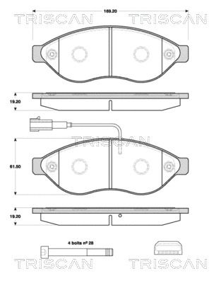 Комплект гальмівних колодок FIAT DUCATO, PEUGEOT BOXER, CITROËN JUMPER, TRISCAN (811010562)