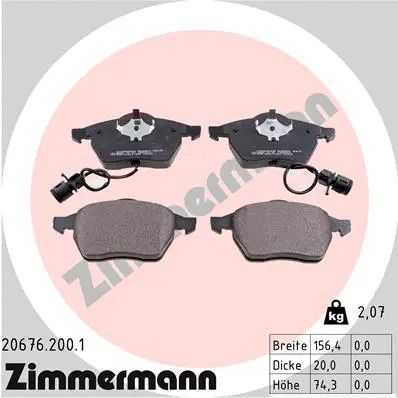 Комплект тормозных колодок AUDI A6, AUDI 100, ZIMMERMANN (206762001)