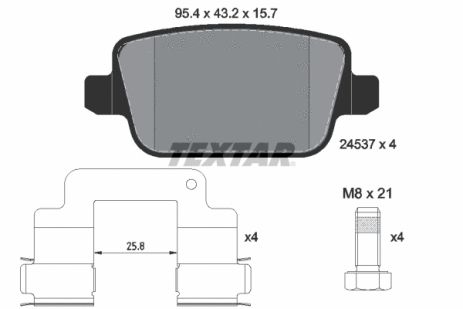 Комплект тормозных колодок PROTON PREVÉ, LAND ROVER, PROTON SUPRIMA, TEXTAR (2453701)