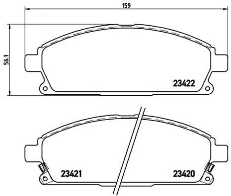 Комплект гальмівних колодок ISUZU FILLY, HONDA ELYSION, INFINITI Q45, BREMBO (P56040)