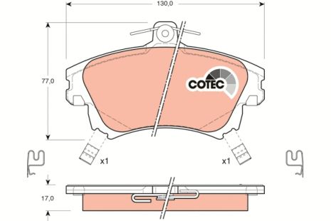 Комплект тормозных колодок VOLVO V40, MITSUBISHI COLT, MITSUBISHI CARISMA, TRW (GDB1313)