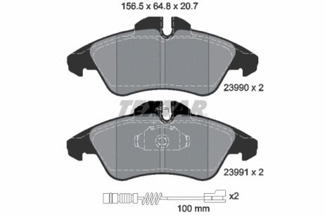 Комплект гальмівних колодок FREIGHTLINER SPRINTER, DODGE SPRINTER, VW LT, TEXTAR (2399002)