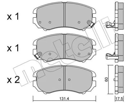 Комплект гальмівних колодок KIA SOUL, HYUNDAI ELANTRA, HYUNDAI SONATA, METELLI (2205030)