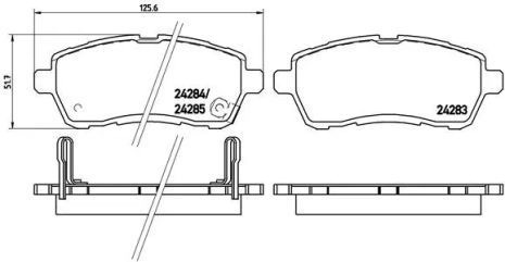 Комплект гальмівних колодок CHANGAN CS15, SUZUKI SWIFT, SUBARU JUSTY, BREMBO (P16013)