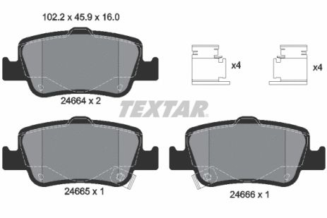 Комплект гальмівних колодок TOYOTA COROLLA, TOYOTA AURIS, TEXTAR (2466401)