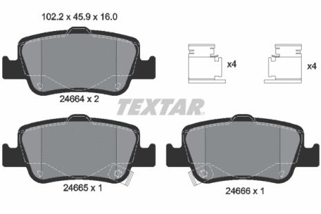 Комплект тормозных колодок TOYOTA COROLLA, TOYOTA AURIS, TEXTAR (2466401)