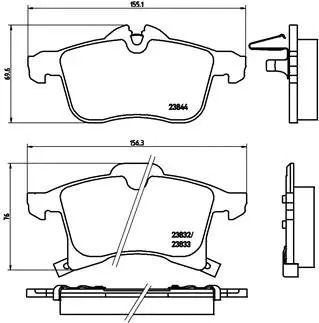 Комплект тормозных колодок CHEVROLET VIVA, OPEL MERIVA, OPEL ZAFIRA, BREMBO (P59045)