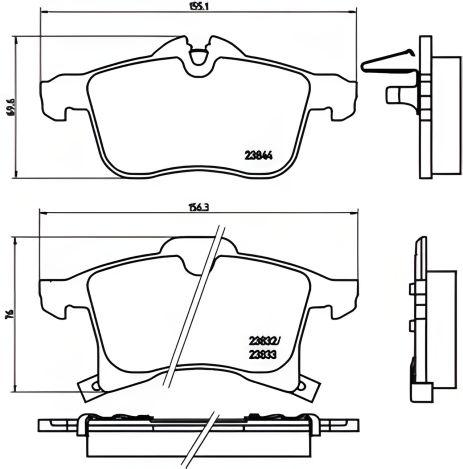 Комплект колодок гальмівних CHEVROLET VIVA, OPEL MERIVA, OPEL ZAFIRA, BREMBO (P59045)
