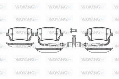 Комплект тормозных колодок VW MULTIVAN, AUDI A4, AUDI A6, WOKING (P997302)