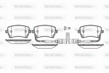 Комплект гальмівних колодок VW MULTIVAN, AUDI A4, AUDI A6, WOKING (P997302)