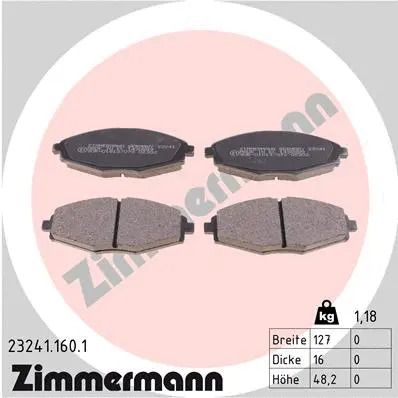 Комплект тормозных колодок CHEVROLET SPARK, DAEWOO MATIZ, DAEWOO LANOS, ZIMMERMANN (232411601)