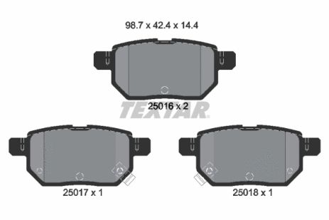 Комплект гальмівних колодок ZOTYE Z360, PONTIAC VIBE, HAVAL H1, TEXTAR (2501601)