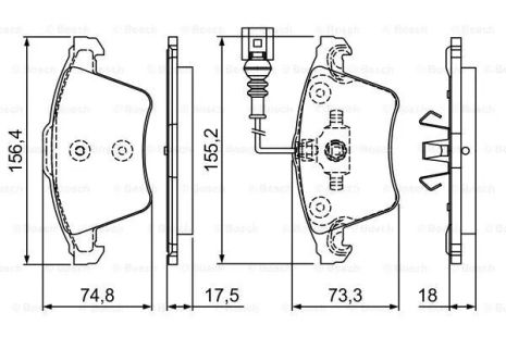 Комплект гальмівних колодок VW TRANSPORTER, VW MULTIVAN, BOSCH (0986494203)