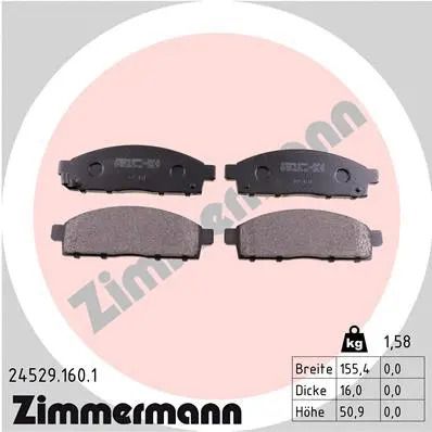 Комплект тормозных колодок FIAT FULLBACK, MITSUBISHI L200, MITSUBISHI PAJERO, ZIMMERMANN (245291601)
