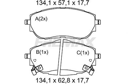 Комплект тормозных колодок TOYOTA COROLLA, TOYOTA AURIS, FREMAX (FBP2512)
