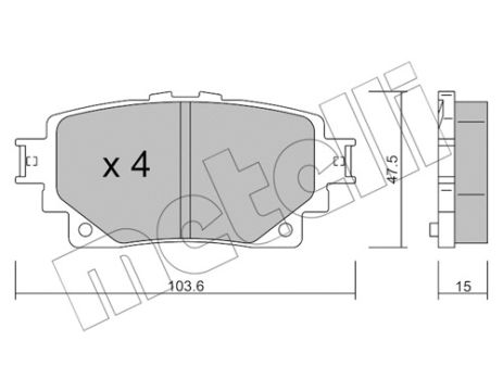 Комплект тормозных колодок LEXUS NX, SUZUKI ACROSS, TOYOTA RAV4, METELLI (2212290)