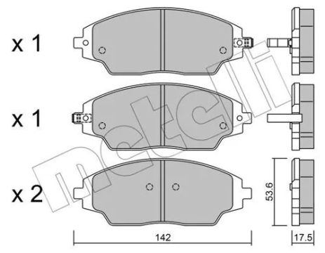 Комплект тормозных колодок CHEVROLET AVEO, METELLI (2210080)