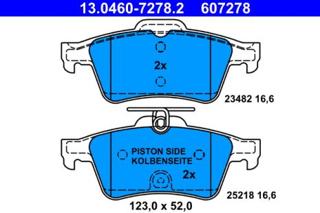 Комплект тормозных колодок PEUGEOT 508, ATE (13046072782)