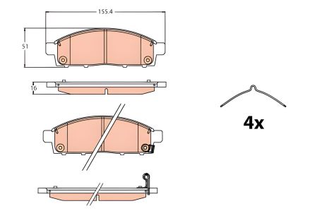 Гальмівні колодки MITSUBISHI L200, TRW (GDB2124) Гальмівні колодки MITSUBISHI L200, TRW (GDB2124)