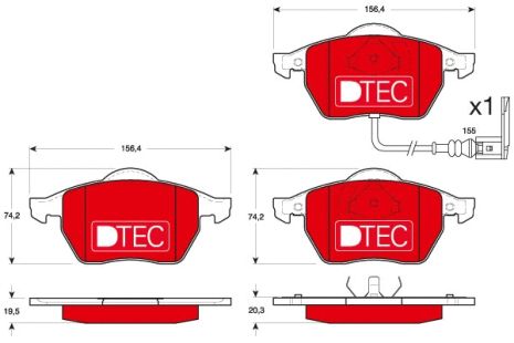 Комплект тормозных колодок SEAT LEON, VW NEW, SKODA OCTAVIA, TRW (GDB1403DTE)
